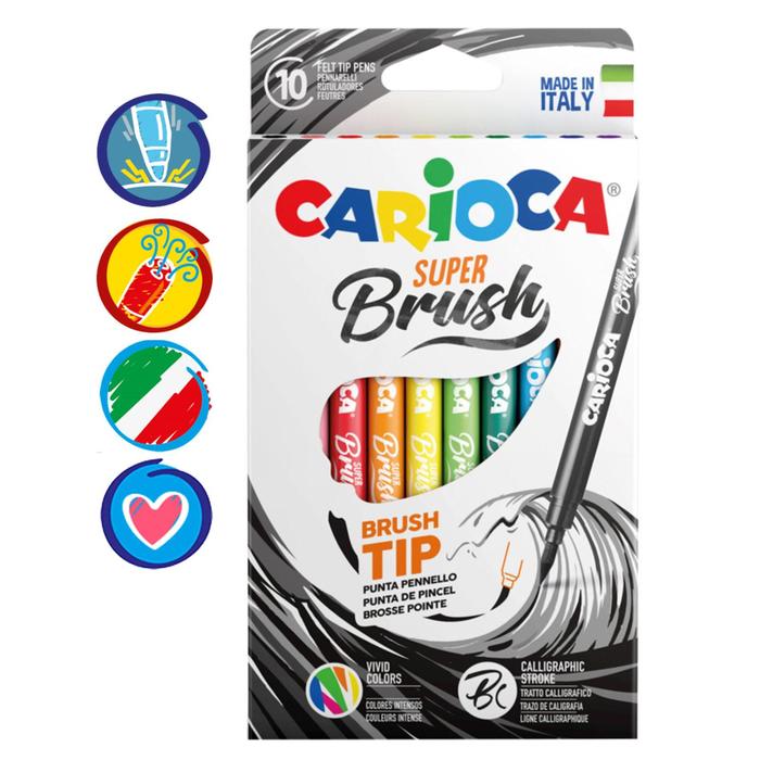 Фломастеры-кисть 10цв Carioca Super Brush, к/к