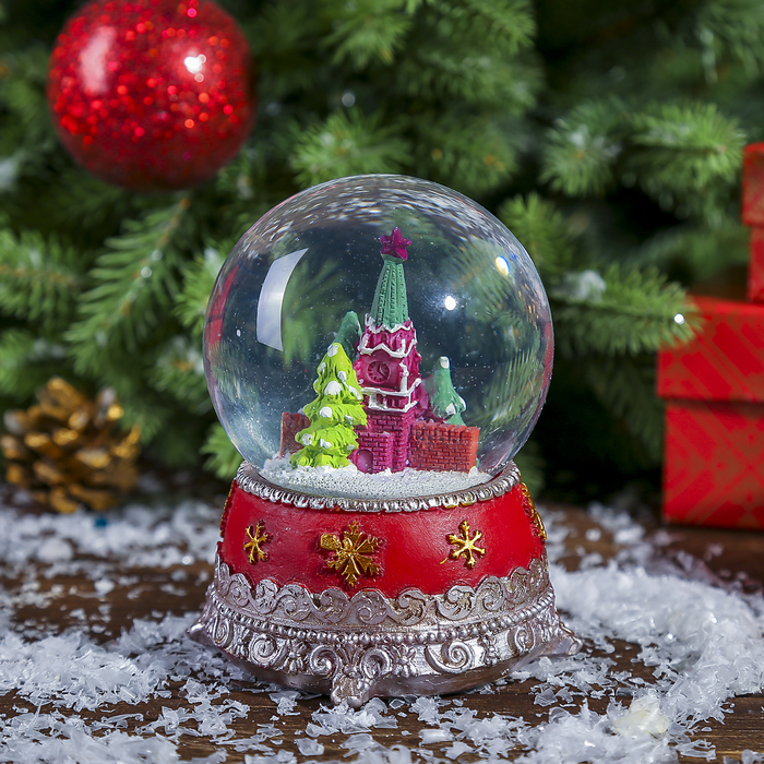 Сувенир полистоун водяной шар "Кремль" d=8 см