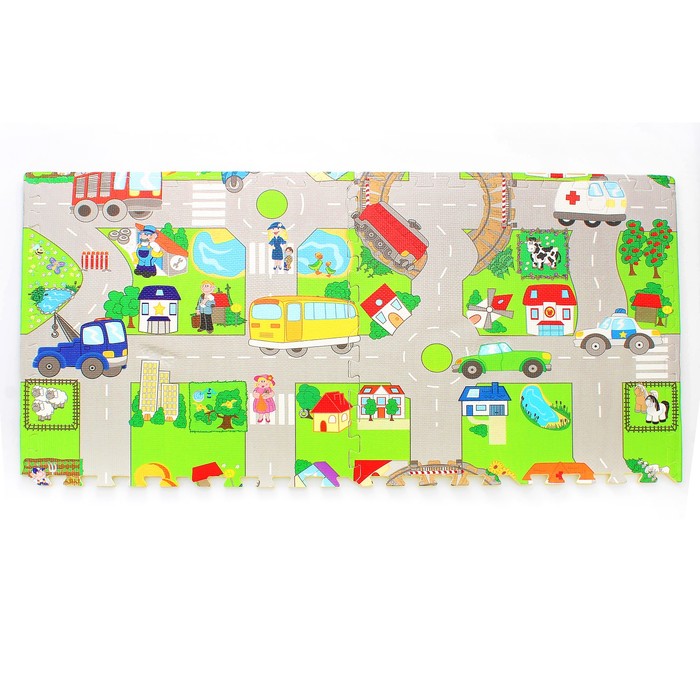 Коврик-пазл "Город", 60*60 см., 4 шт в наборе