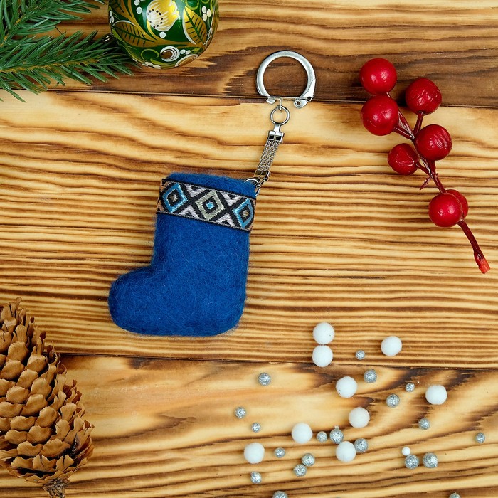 Брелок «Валенок», тёмно-бирюзовый, 5,5×4 см, ручная работа