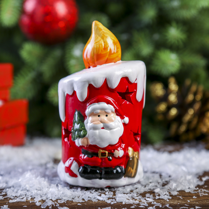 Подсвечник керамика "Дед Мороз свеча" 11,7х6,5х6,5 см