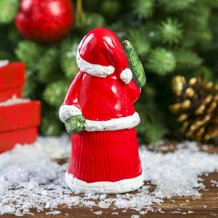 Сувенир керамика световой "Худой Дедушка Мороз в красной шубке с ёлочкой" 12х6х5,2 см