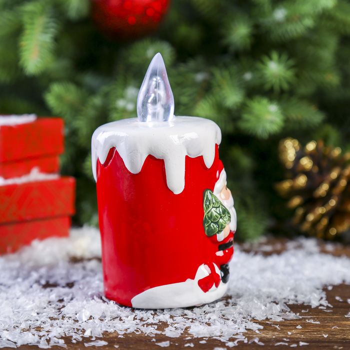 Сувенир керамика световой "Свеча Снеговик/Дед Мороз" МИКС 12,5х6х6 см