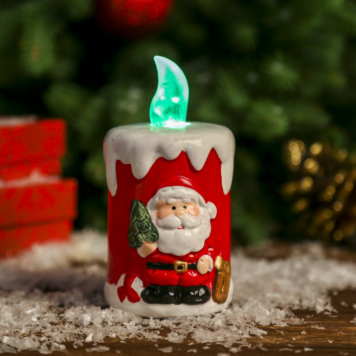 Сувенир керамика световой "Свеча Снеговик/Дед Мороз" МИКС 12,5х6х6 см