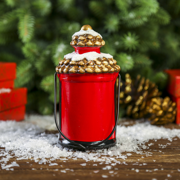 Сувенир керамика световой "Снеговичок на фонарике" 13,3х7х7 см