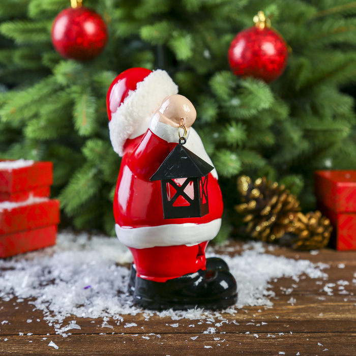 Сувенир керамика световой "Дед Мороз с фонариком" 16,5х12х7,5 см