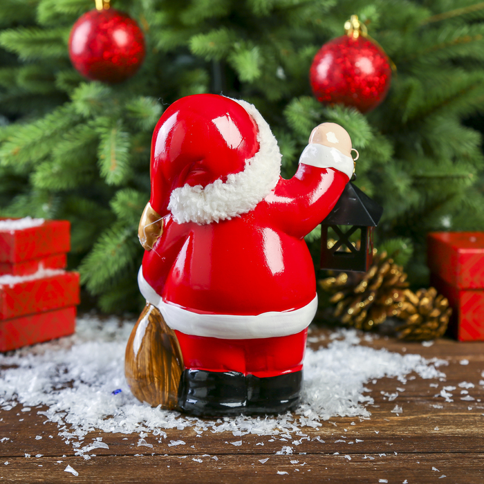 Сувенир керамика световой "Дед Мороз с фонариком" 16,5х12х7,5 см