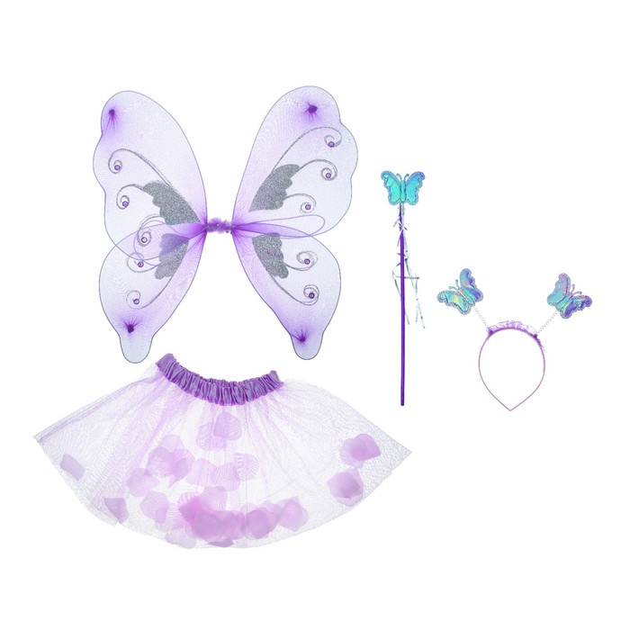 Карнавальный набор "Прелесть" 4 предмета: крылья, жезл, юбка, ободок 3-5 лет