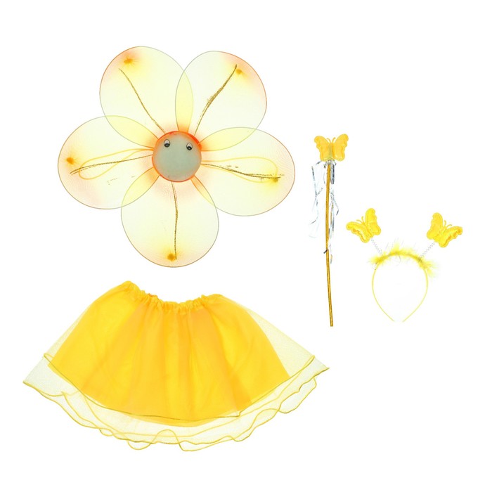 Карнавальный набор "Цветок" 4 предмета: крылья, жезл, юбка, ободок 3-5 лет
