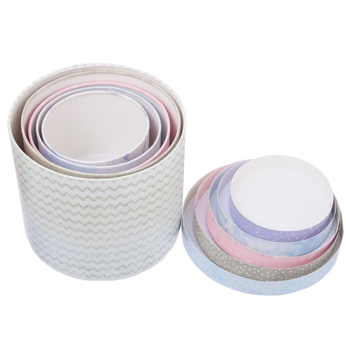 Набор коробок подарочных круглых 5 в 1 «Нежность», 13 х 14 ‒ 19,5 х 22 см