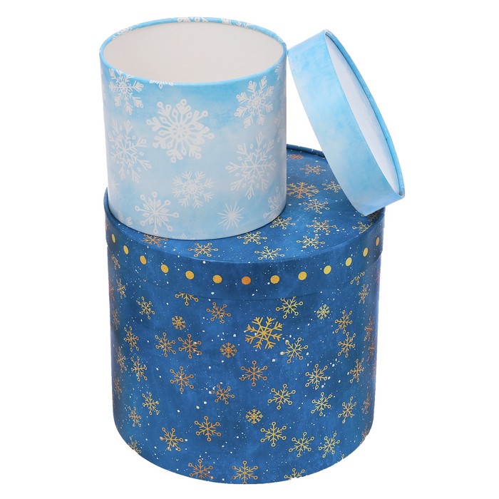 Набор коробок подарочных круглых 5 в 1 «Изморозь», 13 х 14 ‒ 19,5 х 22 см