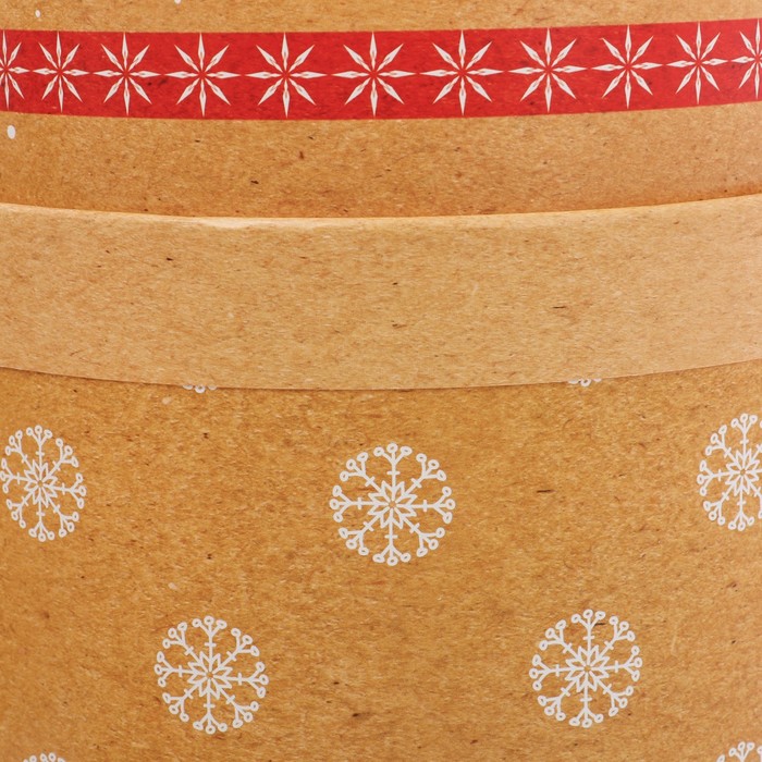 Набор коробок подарочных круглых 5 в 1 «Чудесные снежинки», 13 х 14 ‒ 19,5 х 22 см,