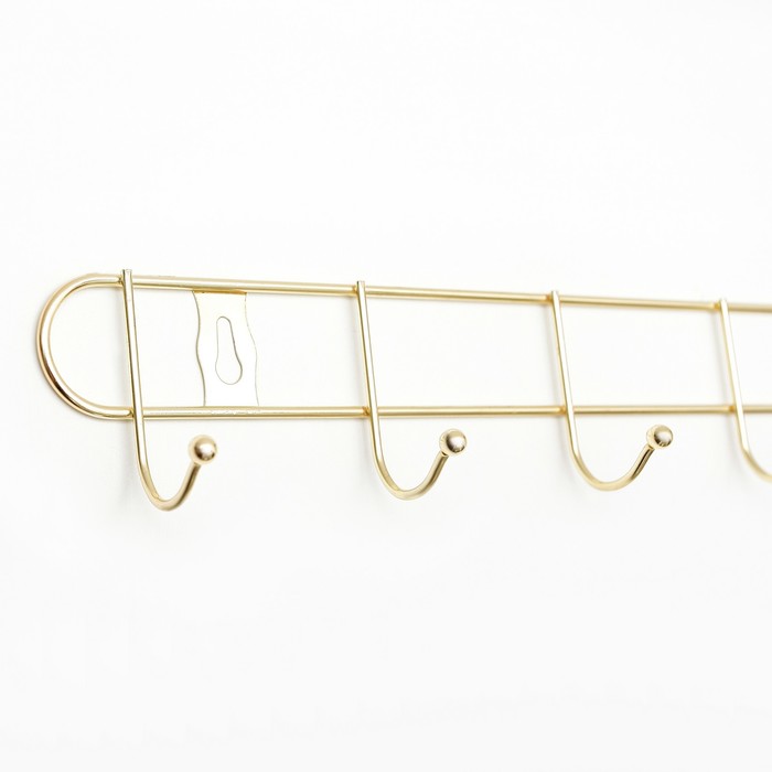 Вешалка на 8 крючков 47х5х4 см, цвет золото