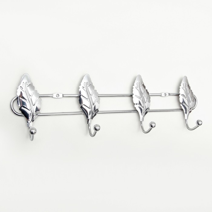 Вешалка на 4 крючков 16х2х13,5 см, цвет серебро