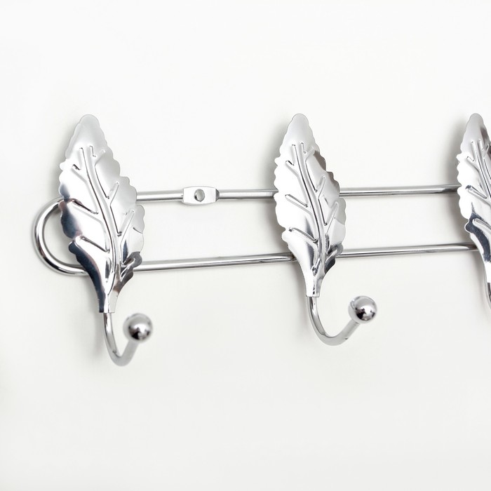 Вешалка на 4 крючков 16х2х13,5 см, цвет серебро