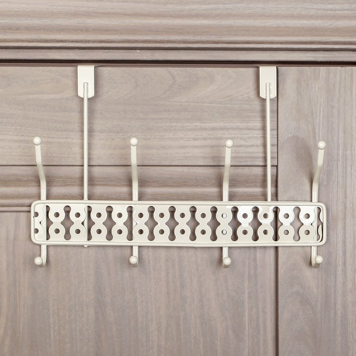Вешалка надверная, 4 двойных крючка 33х13х26 см, цвет белый (ширина двери 4,8 см)