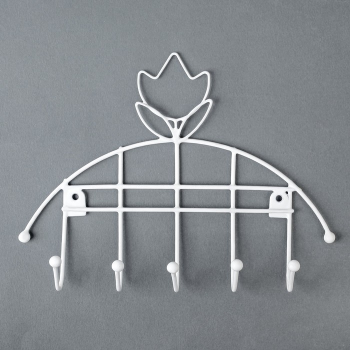Вешалка на 5 крючков 25х19х5 см "Тюльпан" цвет белый