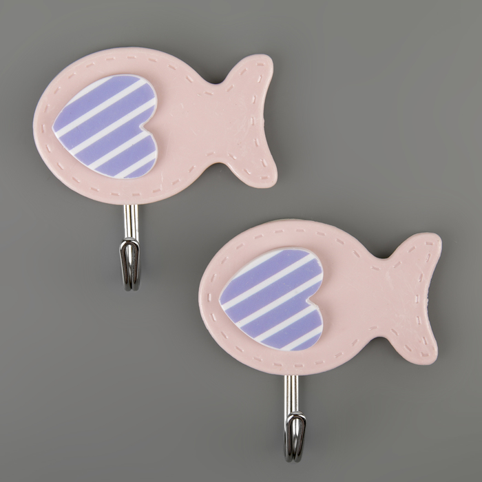 Набор крючков на липучке "Рыбки" 2 шт, цвет МИКС