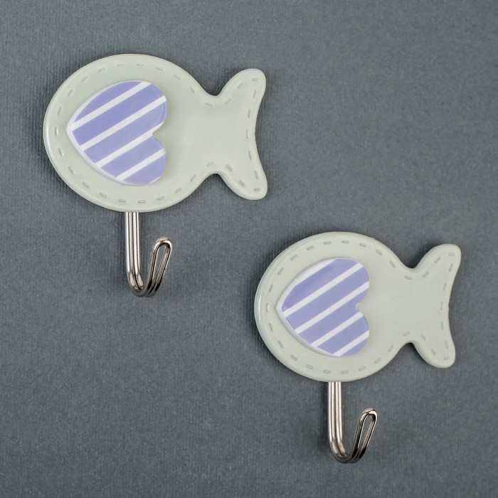 Набор крючков на липучке "Рыбки" 2 шт, цвет МИКС