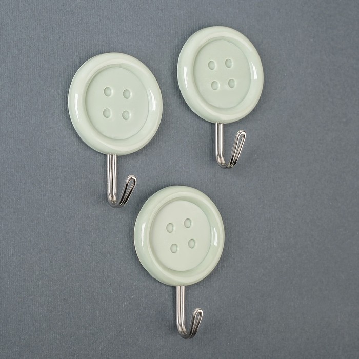 Набор крючков на липучке "Пуговки" 3 шт, цвет МИКС