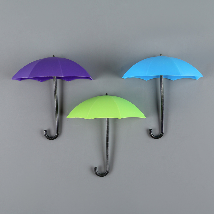 Набор крючков на липучке "Зонтик" 3 шт, цвет МИКС
