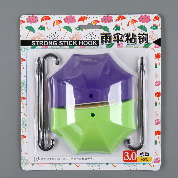 Набор крючков на липучке "Зонтик" 3 шт, цвет МИКС
