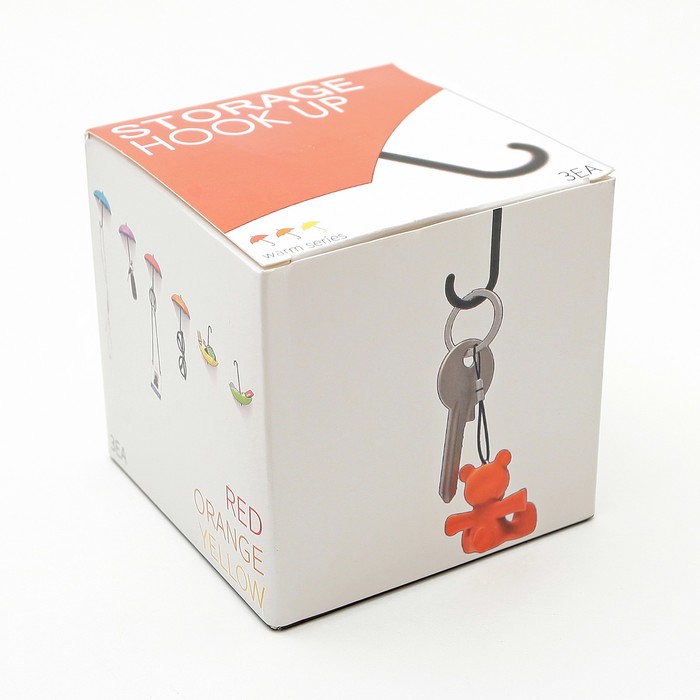 Набор крючков на липучке "Зонтик" 3 шт, цвет МИКС