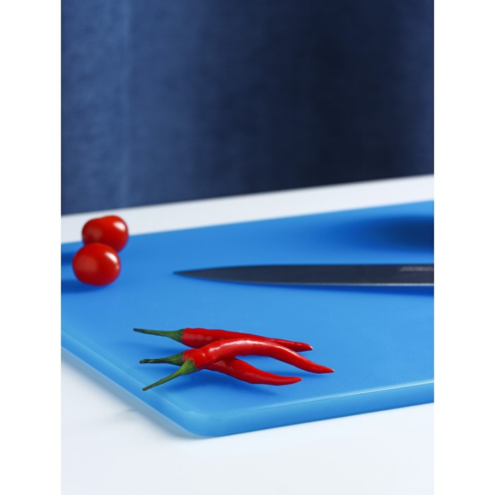 фото Доска профессиональная разделочная, 40×30 см, толщина 1,2 см, цвет синий доляна