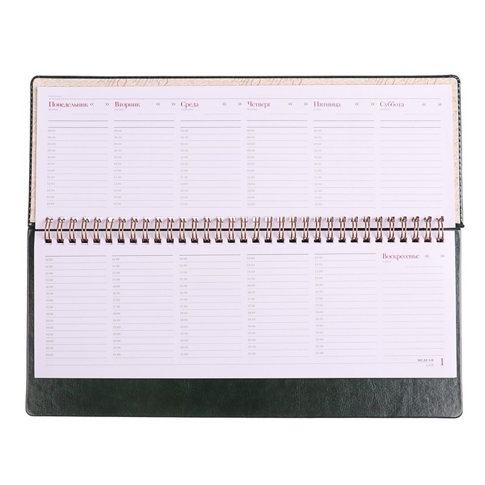 Планинг недатированный 128 листов на гребне Sidney Nebraska, искусственная кожа, зелёный