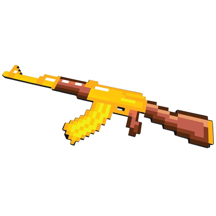 Игрушка автомат "АК-47 8Бит", золотой, пиксельный, 68 см