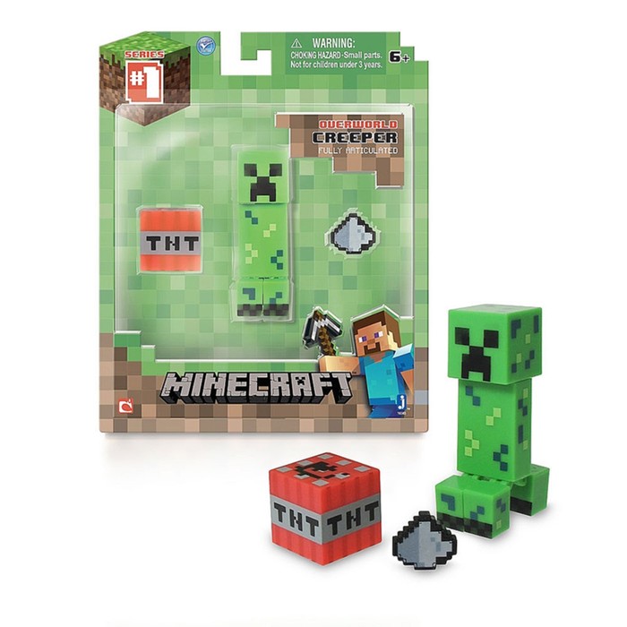 Фигурка Minecraft Creeper "Крипер с аксессуарами",пластиковая, 8 см