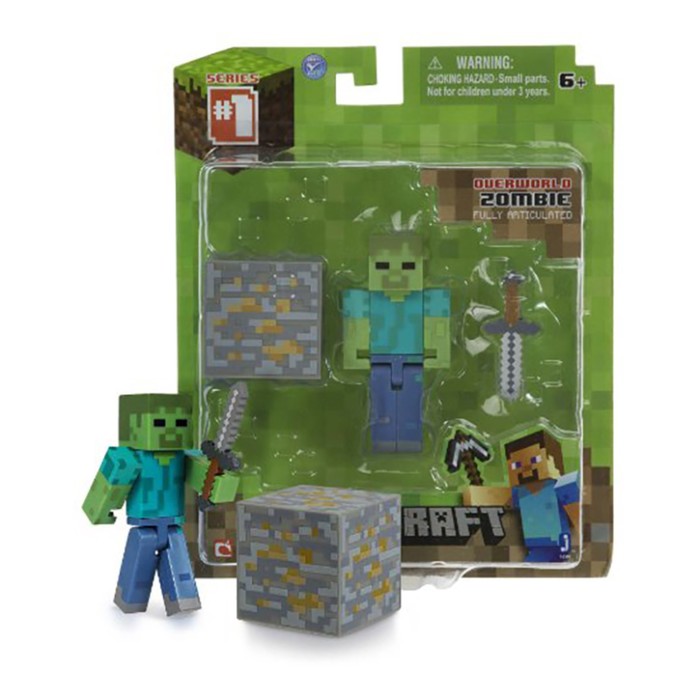 Фигурка Minecraft Zombie "Зомби с аксессуарами", пластиковая, 8 см