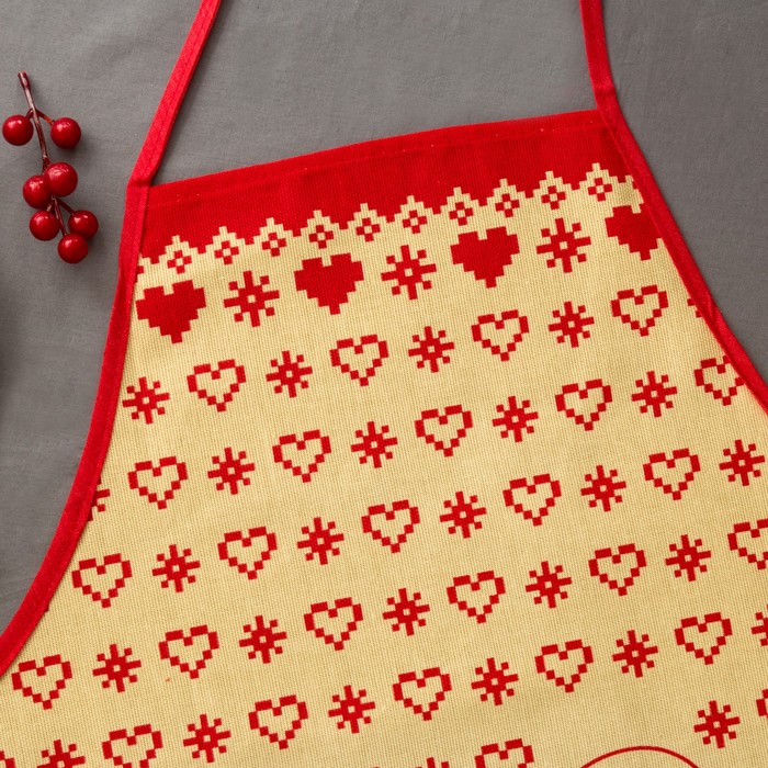 Фартук "Новогодние Домики" 70 х 64 см,100% хл 160 г/м2, рогожка