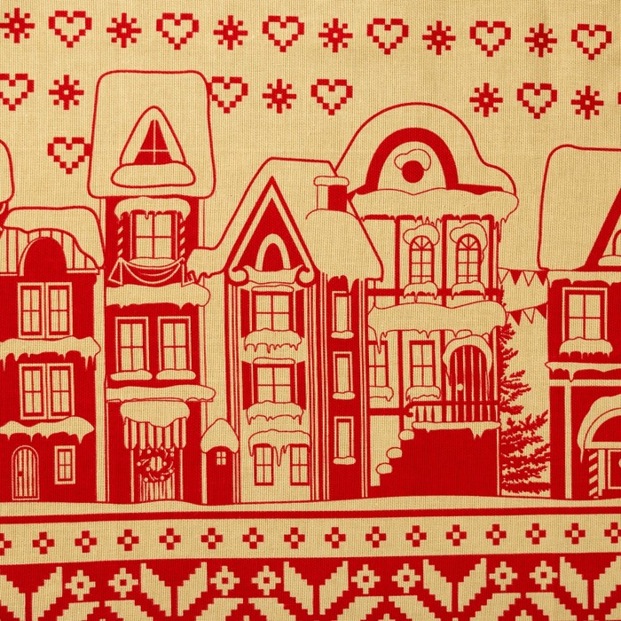 Фартук "Новогодние Домики" 70 х 64 см,100% хл 160 г/м2, рогожка