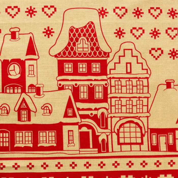 Полотенце "Новогодние Домики" любовь 64 х 40 см,100% хл 160 г/м2, рогожка