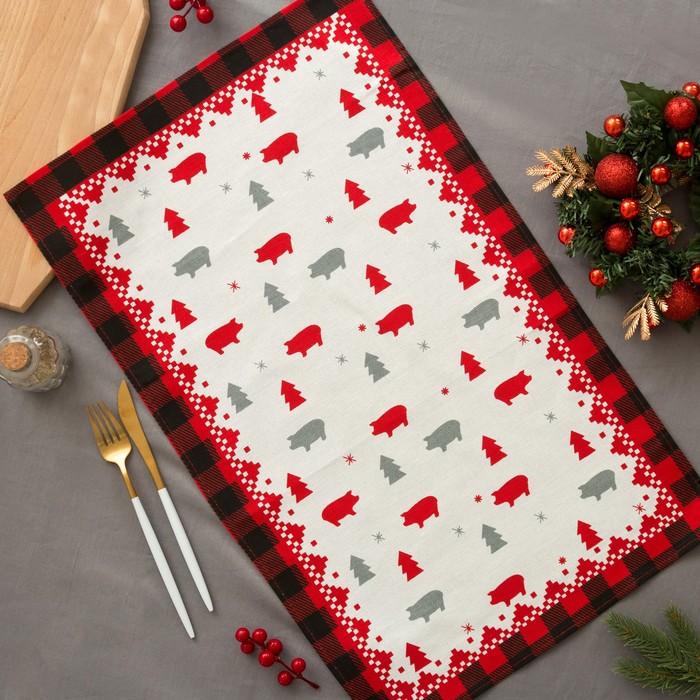 Кухонный набор "Любви и счастья" фартук 70 х 64см, полотенце 64 х 40 см,100% хл 160 г/м2, рогожка