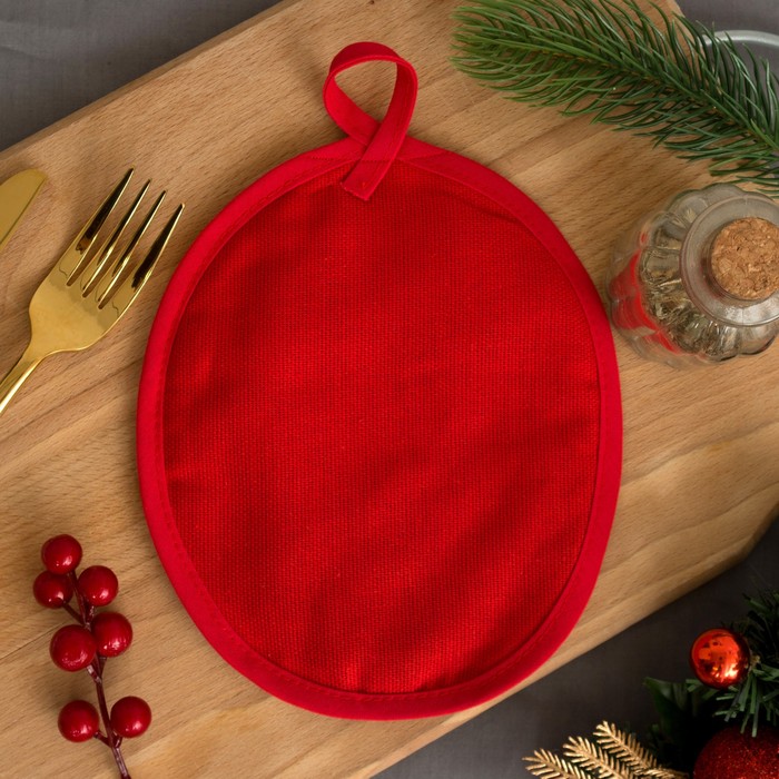 Прихватка "Любви и счастья" С Новым Годом17 х 17 см,100% хл 160 г/м2, рогожка