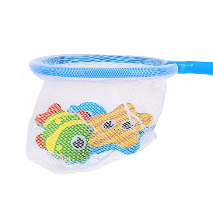 Набор игрушек для ванны «Морские друзья»: наклейки из EVA, 3 шт. + сачок