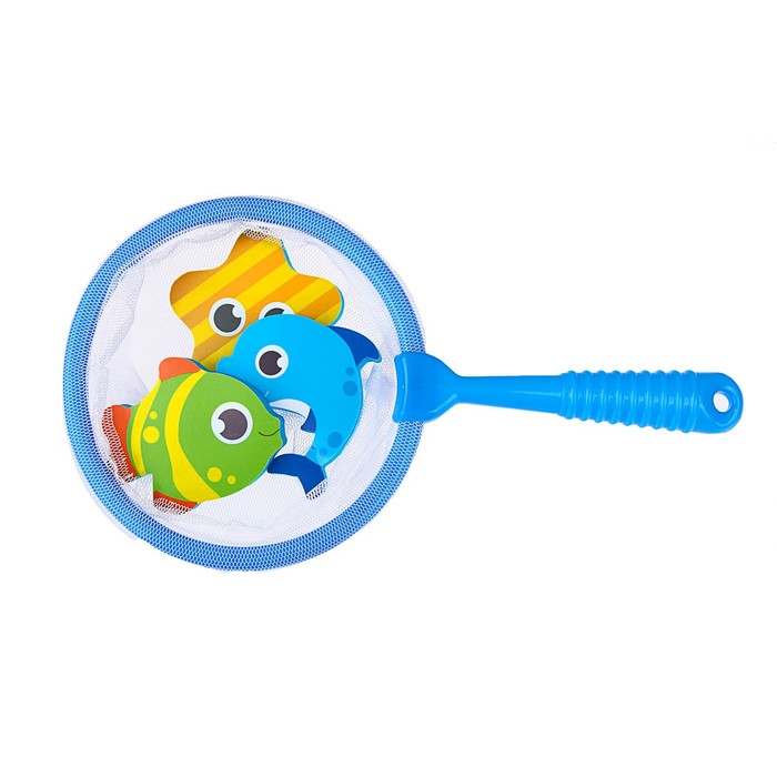 Набор игрушек для ванны «Морские друзья»: наклейки из EVA, 3 шт. + сачок