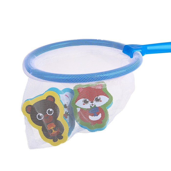 Набор игрушек для ванны «Лесные зверята»: наклейки из EVA, 3 шт. + сачок