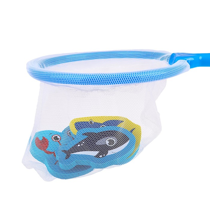 Набор игрушек для ванны «Подводный мир»: наклейки из EVA, 3 шт. + сачок