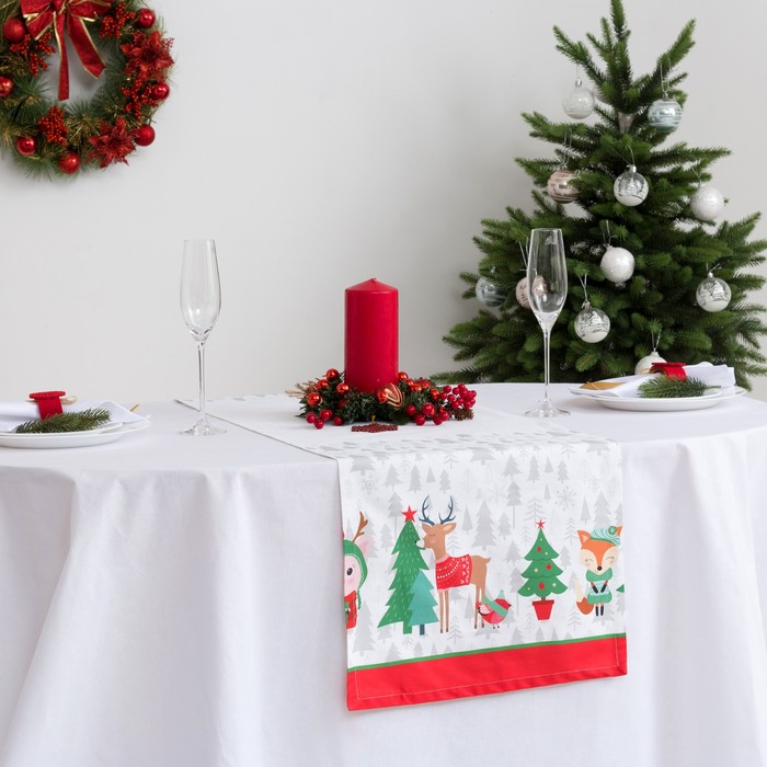 Дорожка на стол "Этель" Сказка в Новый год 40х148 см, 100% хл, саржа 190 гр/м2