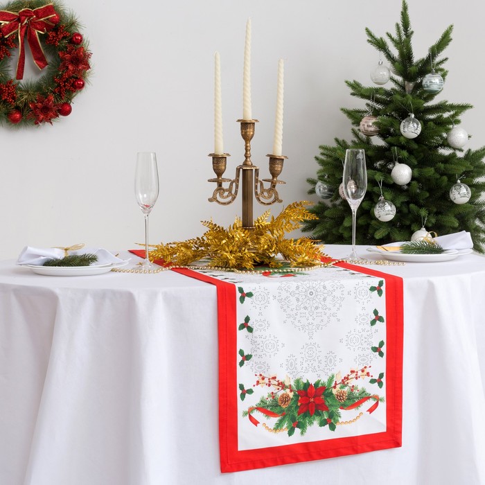 Дорожка на стол "Этель" Рождественский балл 40х147 см, 100% хл, саржа 190 гр/м2