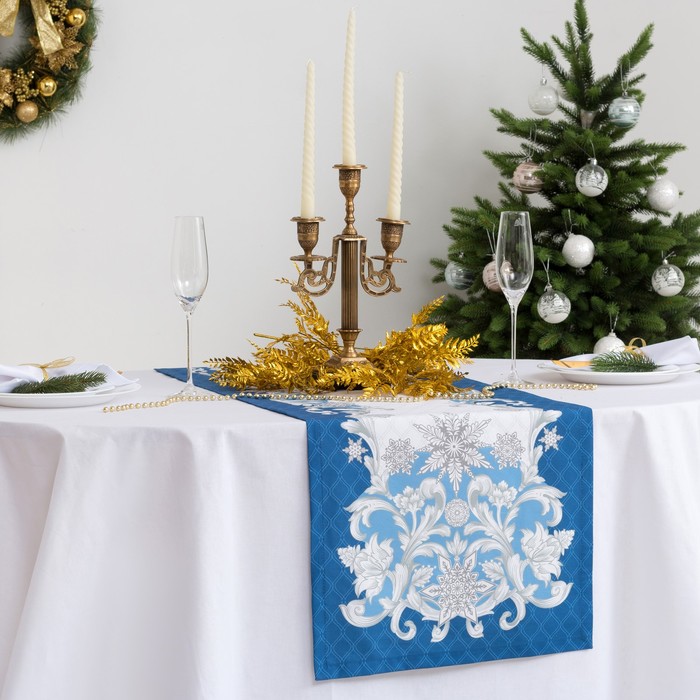 Дорожка на стол "Этель" Зимние узоры 40х147 см, 100% хл, саржа 190 гр/м2