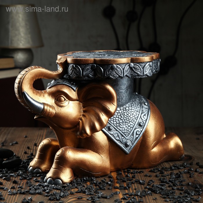 фото Подставка напольная "индийский слон" 26,5 см, бронза premium gips