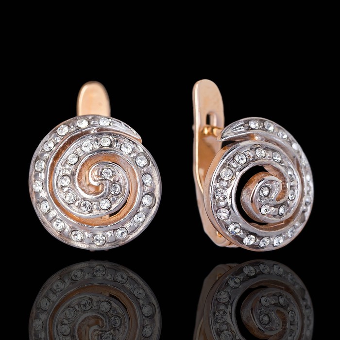 Серьги "Завиток", цвет белый в золоте