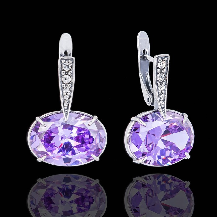 Серьги "Вельмера", цвет фиолетовый в чернёном серебре