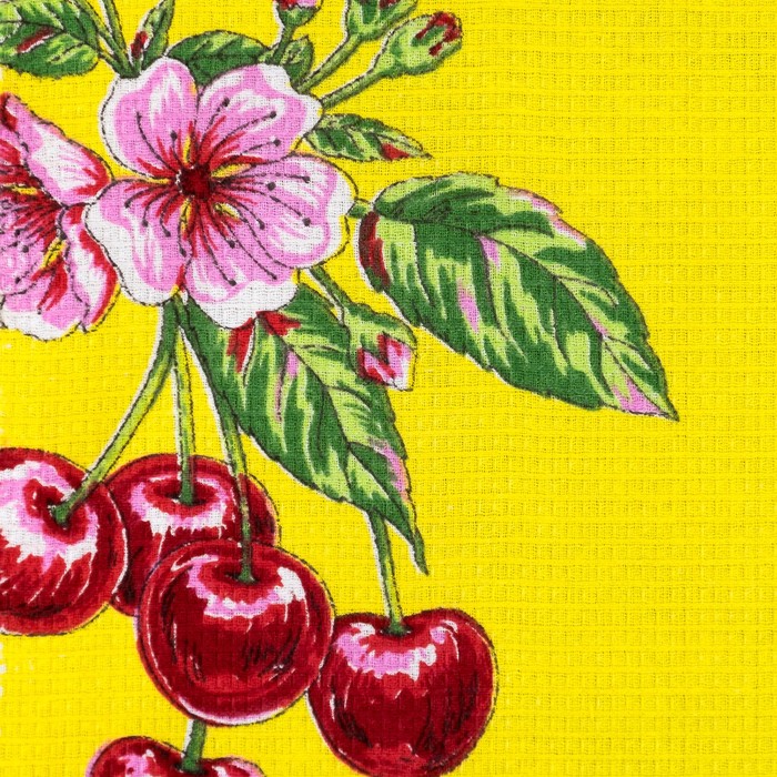 Полотенце вафельное Collorista Вишни, цвет желтый 35х58,100% хл,160 г/м²