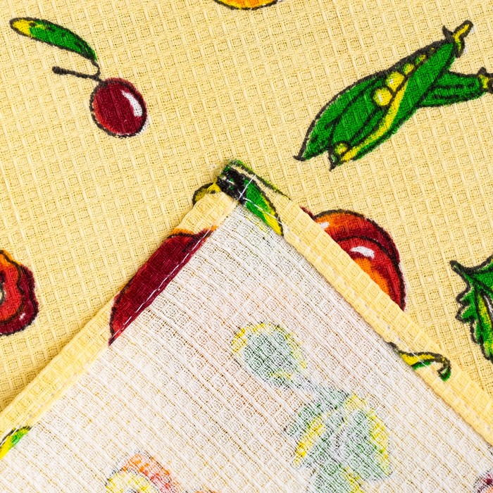 Полотенце вафельное Collorista Перцы, цвет бежевый 35х58,100% хл,160 г/м²