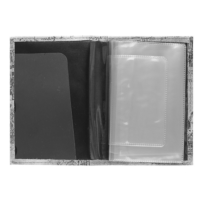 Набор: обложка для паспорта и водительских документов Pierre Cardin Vintage, кожзам, серый